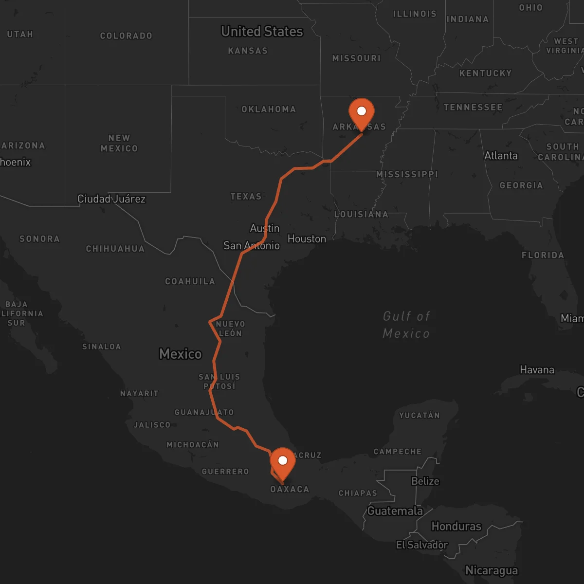 Ruta Little Rock - Oaxaca de Juárez