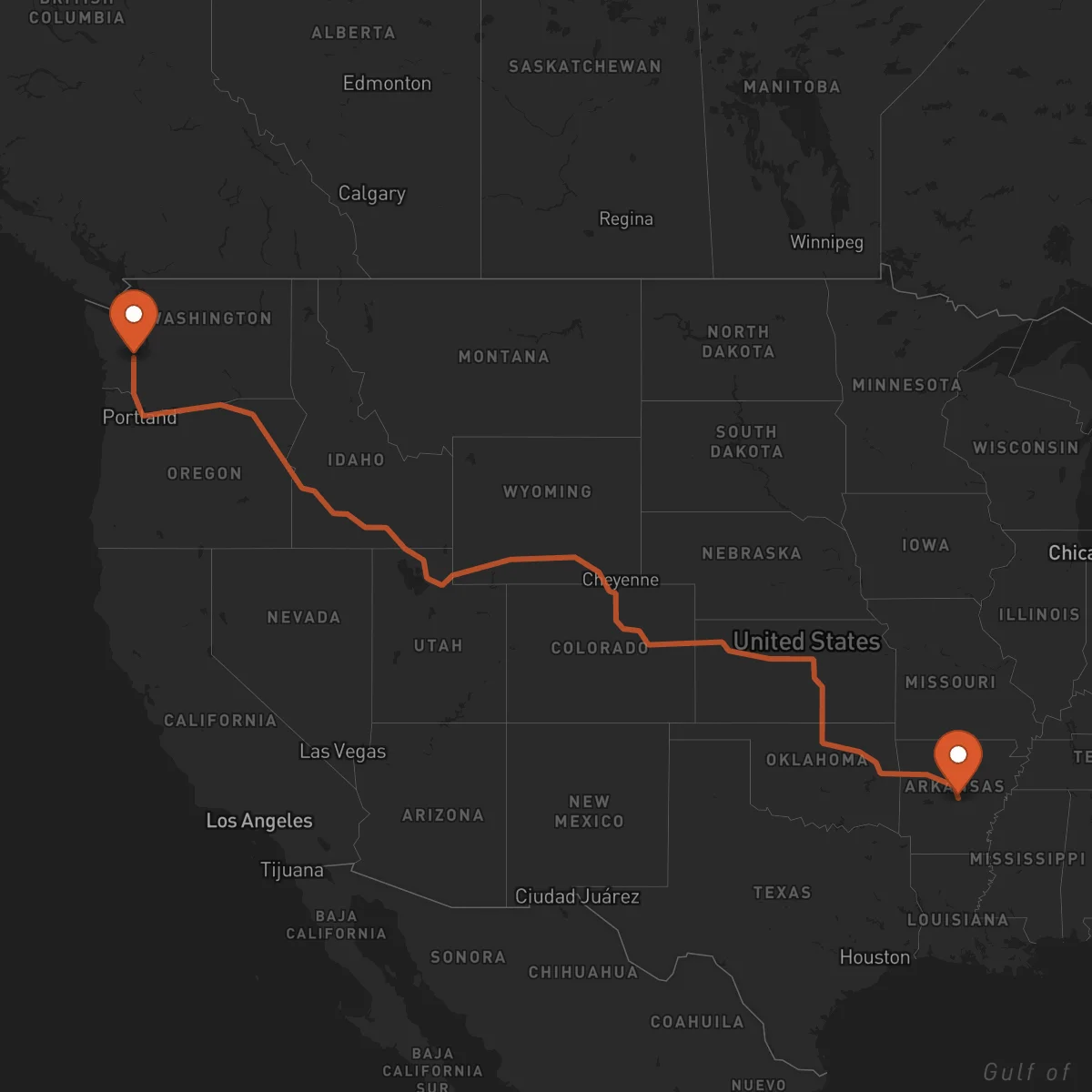 Ruta Little Rock - Olympia