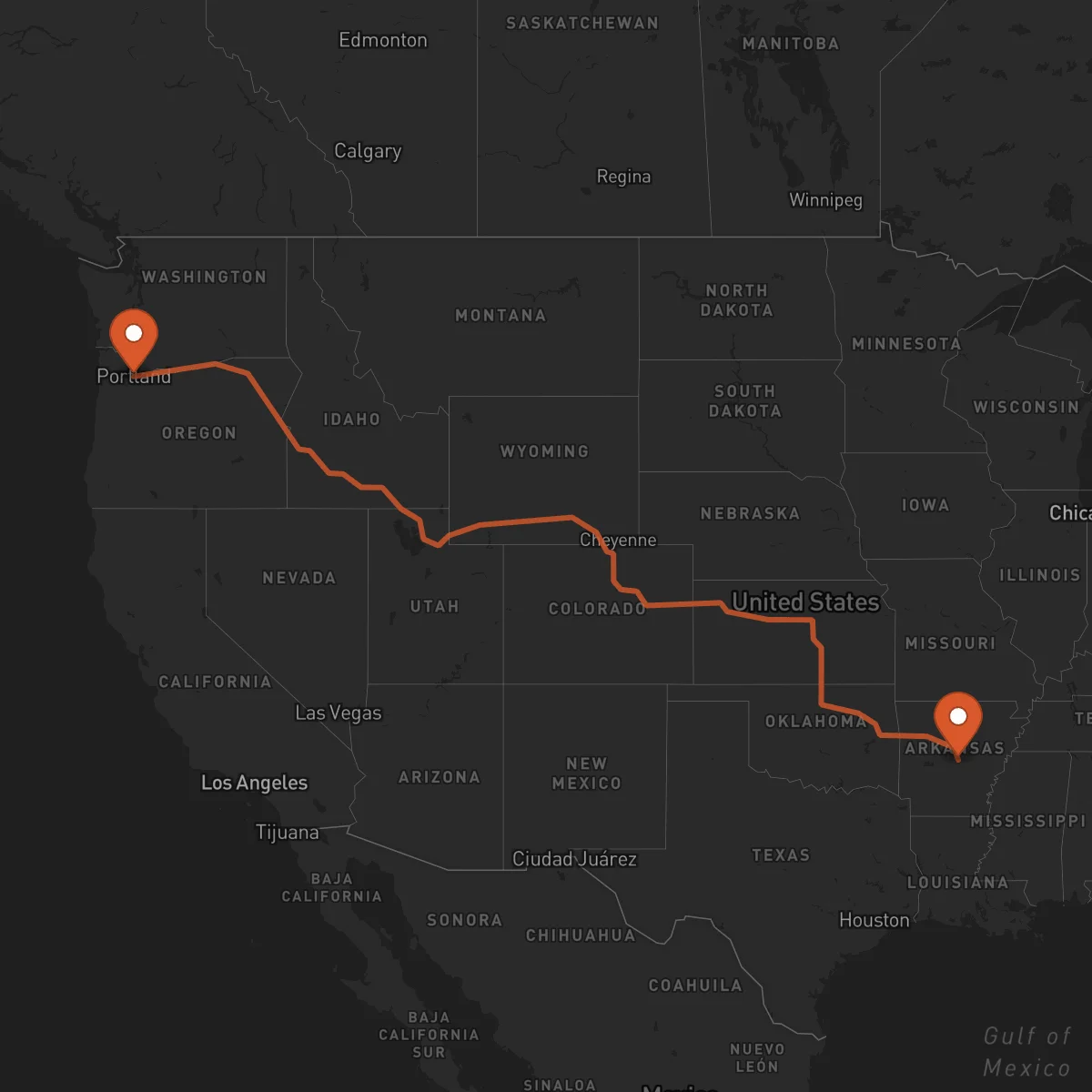 Ruta Little Rock - Portland