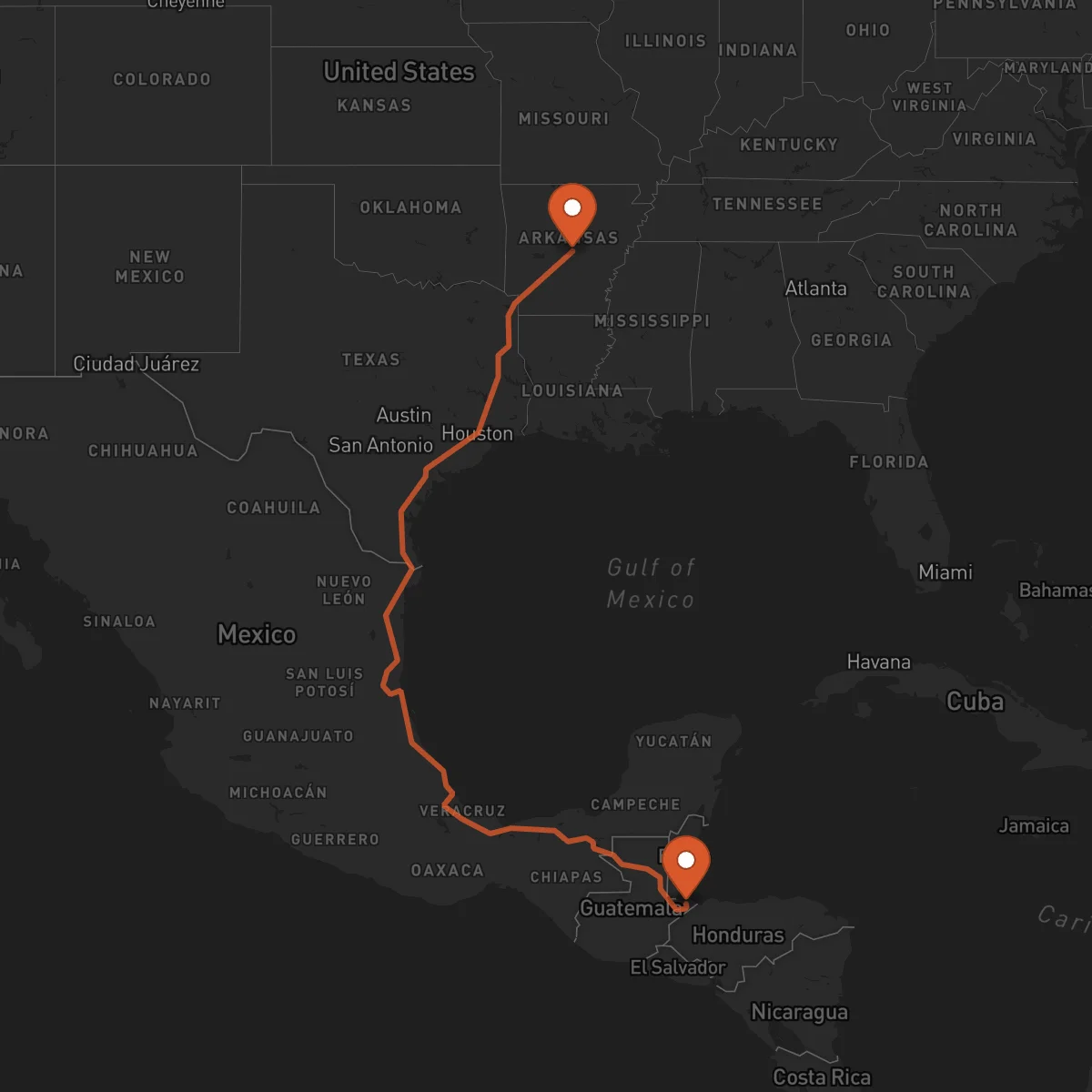 Ruta Little Rock - Puerto Barrios
