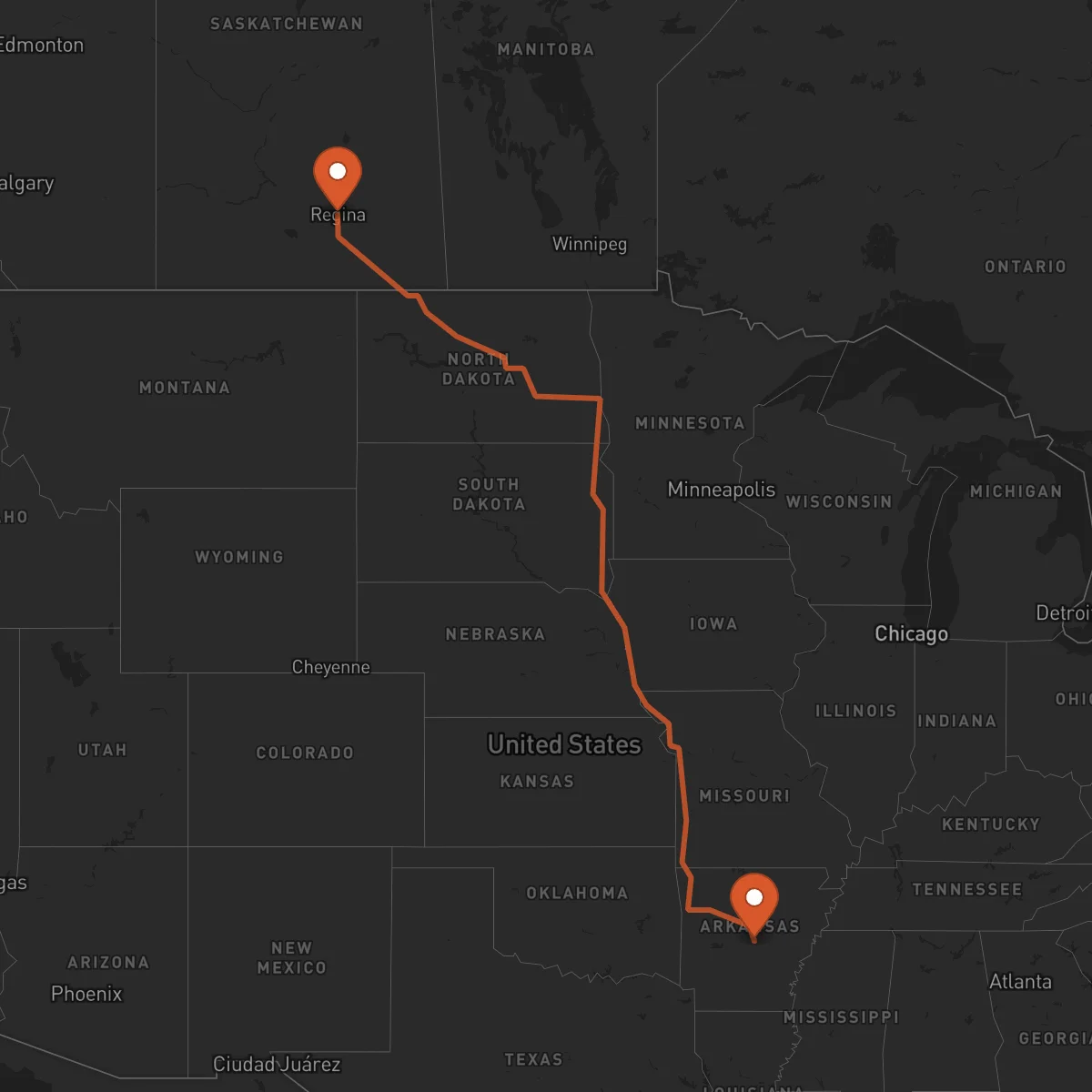 Ruta Little Rock - Regina