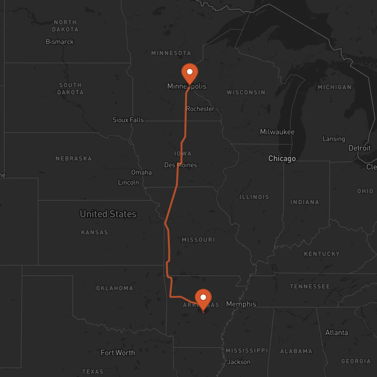 Ruta Little Rock - Saint Paul