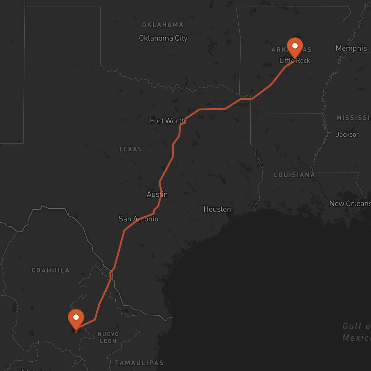 Ruta Little Rock - Saltillo