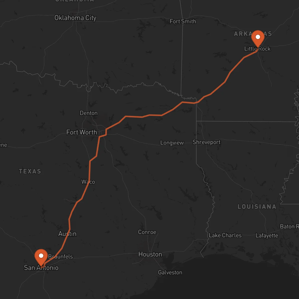 Ruta Little Rock - San Antonio