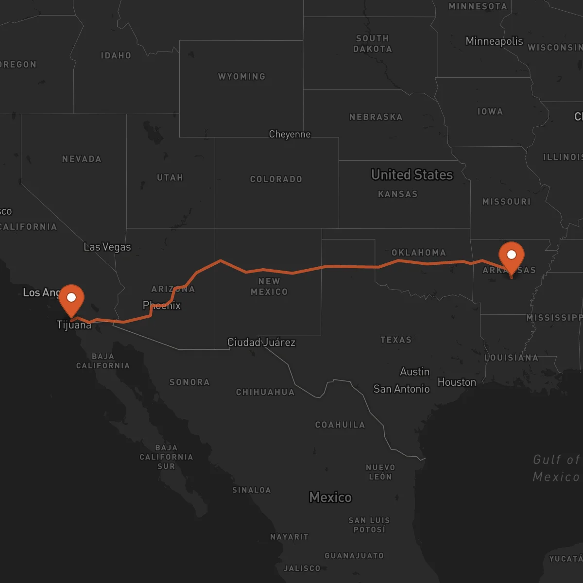 Ruta Little Rock - San Diego