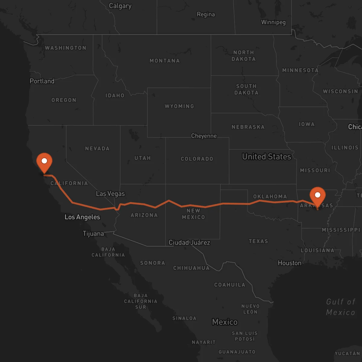 Ruta San Francisco - Little Rock