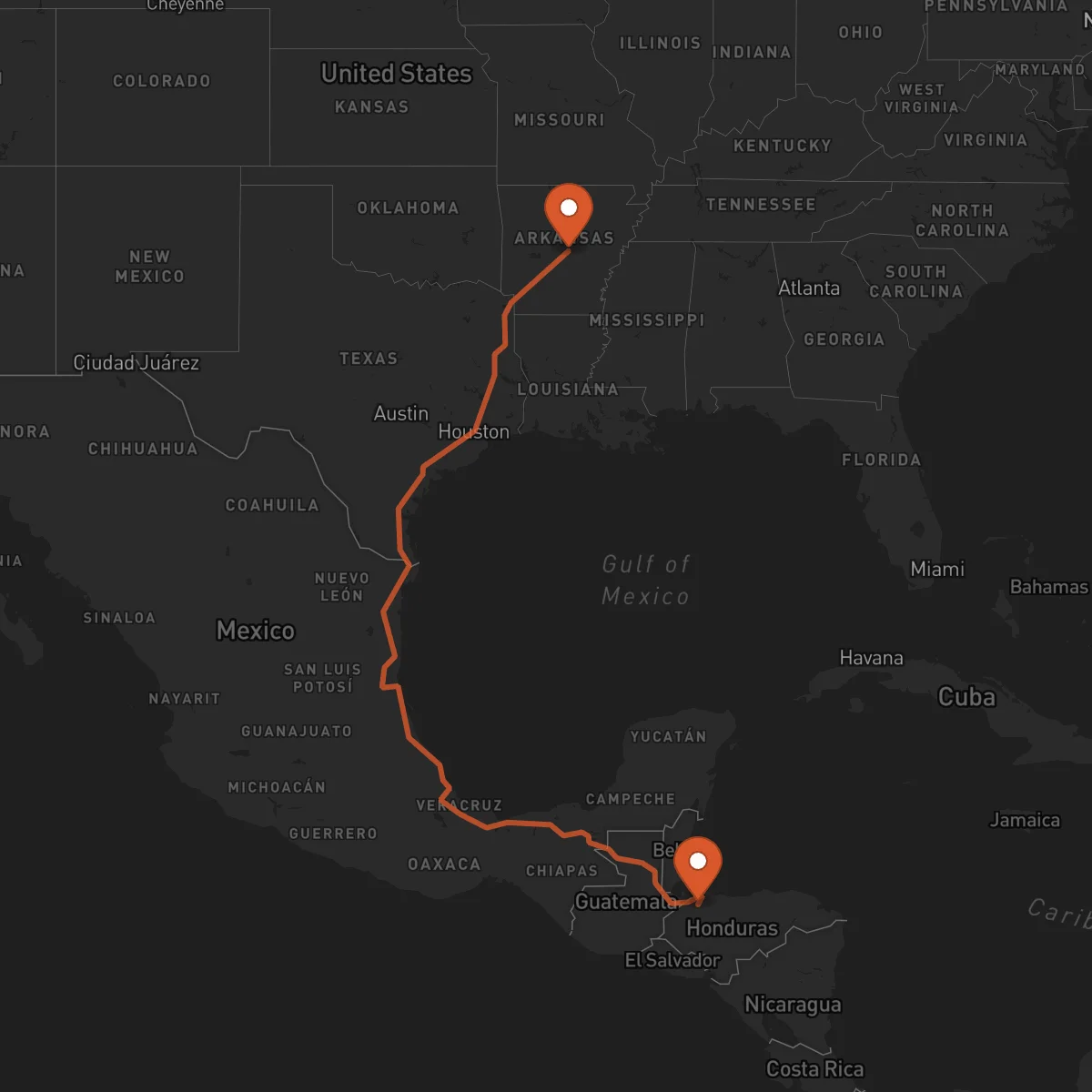Ruta Little Rock - San Pedro Sula