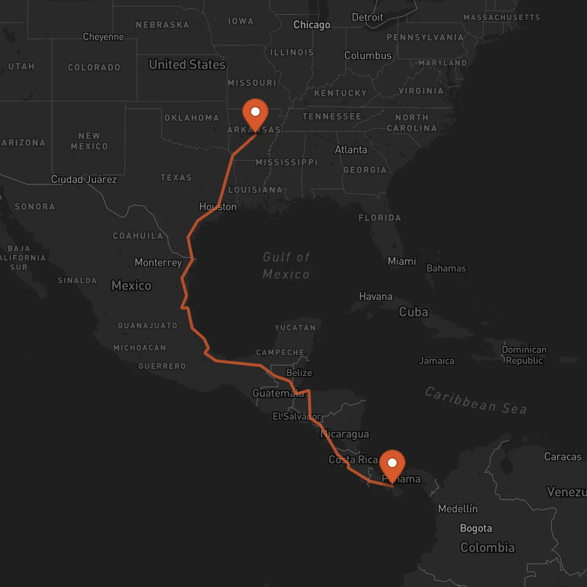 Ruta Little Rock - Santiago de Veraguas
