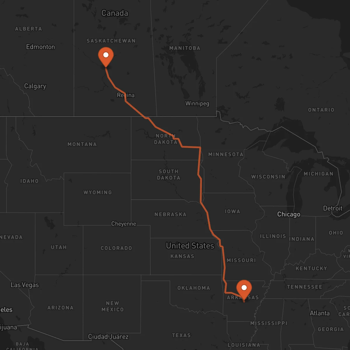 Ruta Little Rock - Saskatoon