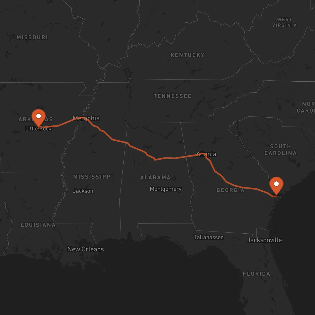Ruta Savannah - Little Rock