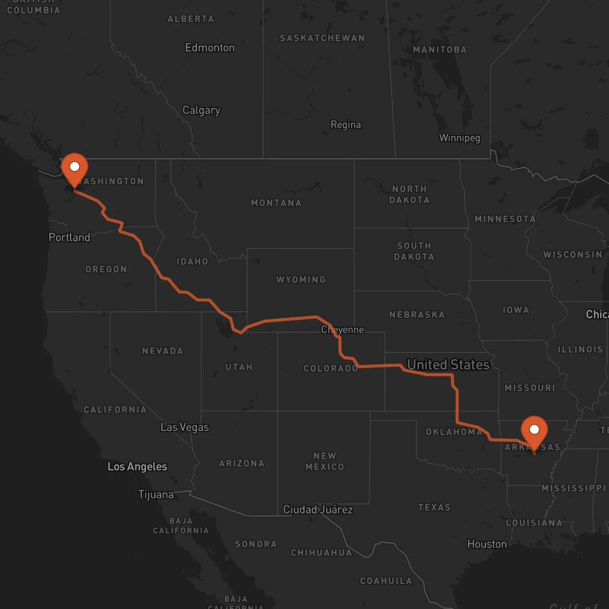 Ruta Little Rock - Seattle