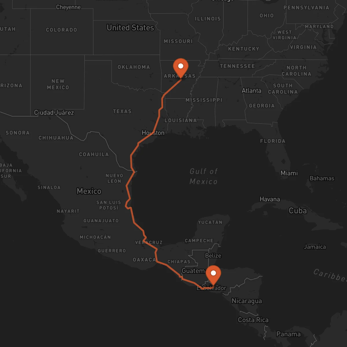 Ruta Little Rock - Sensuntepeque