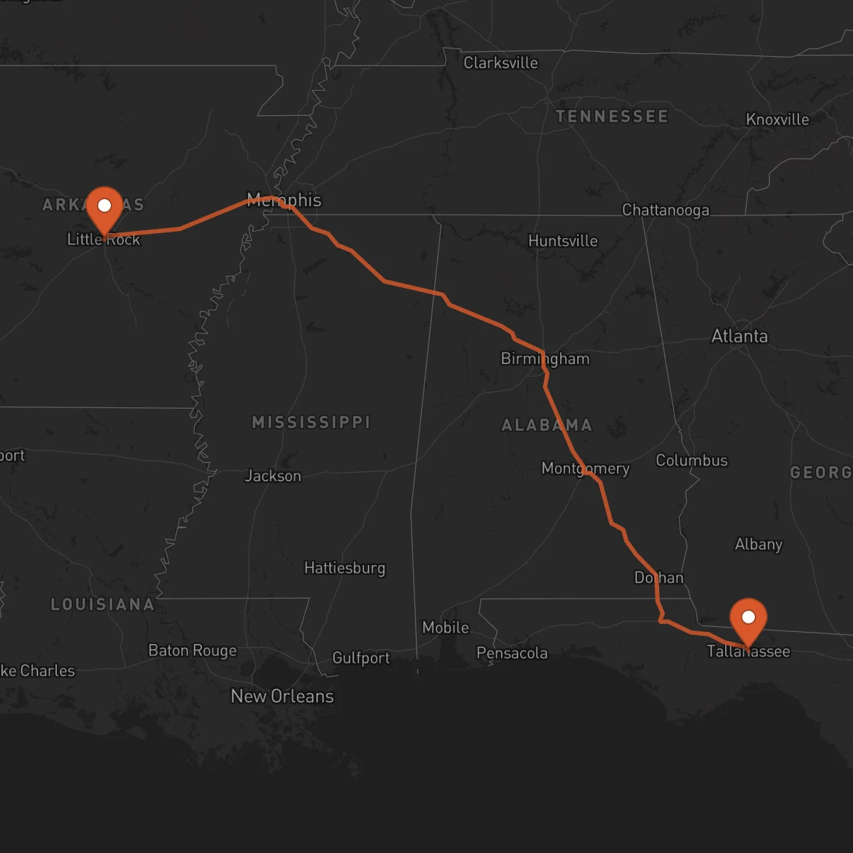 Ruta Little Rock - Tallahassee