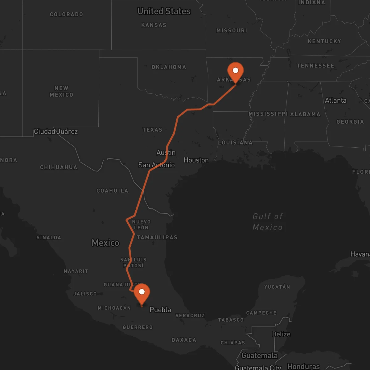 Ruta Little Rock - Toluca