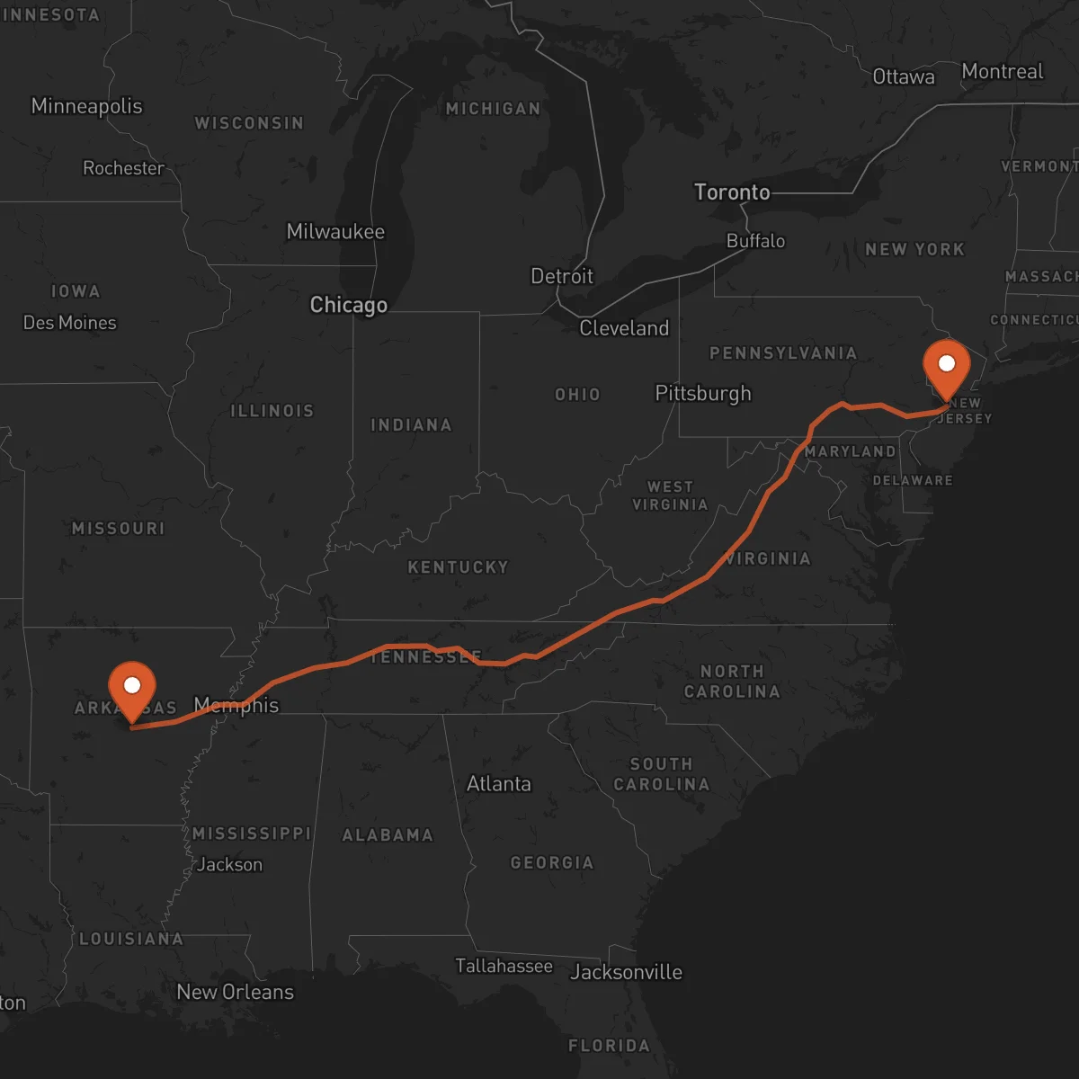 Ruta Little Rock - Trenton