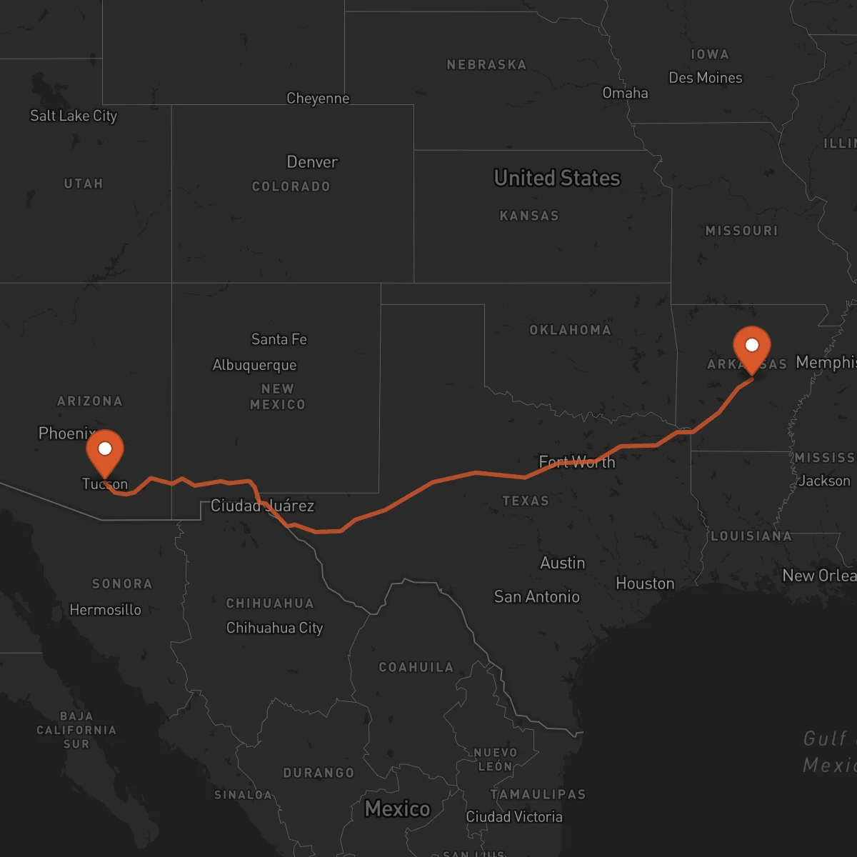 Ruta Tucson - Little Rock