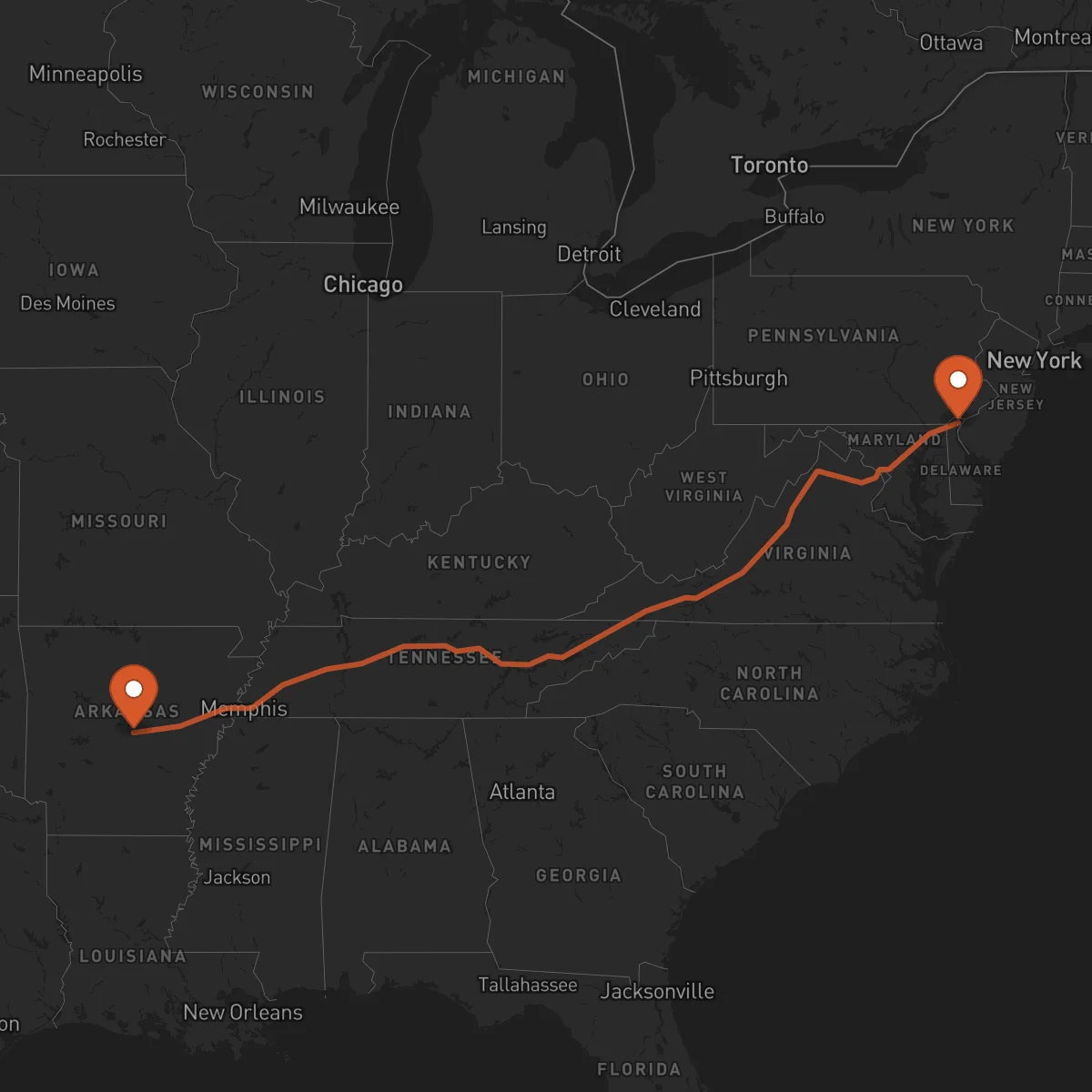 Ruta Wilmington - Little Rock