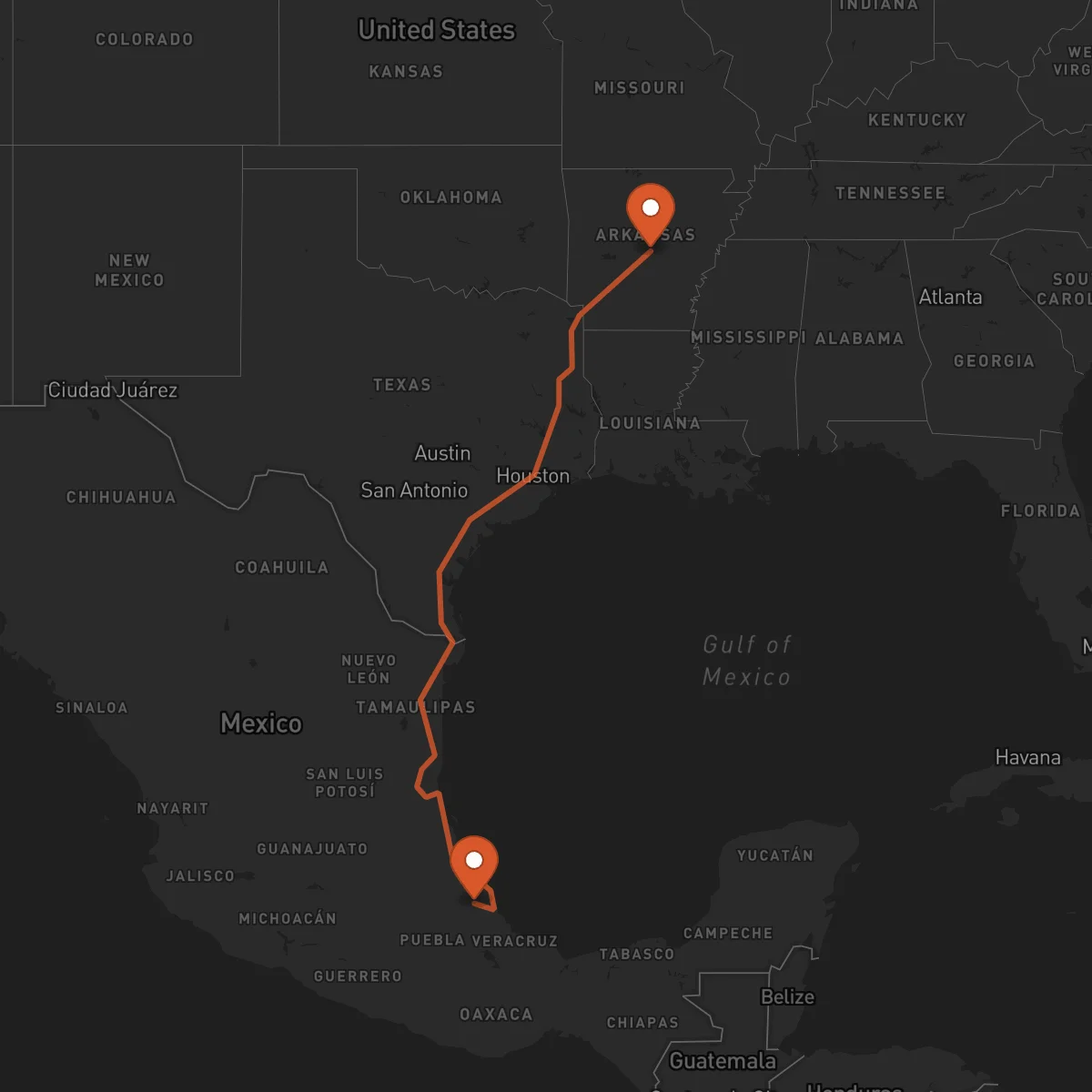 Ruta Little Rock - Xalapa