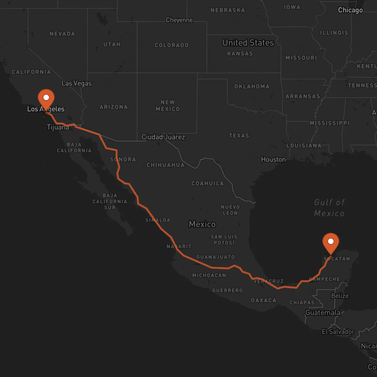 Ruta Long Beach - Mérida