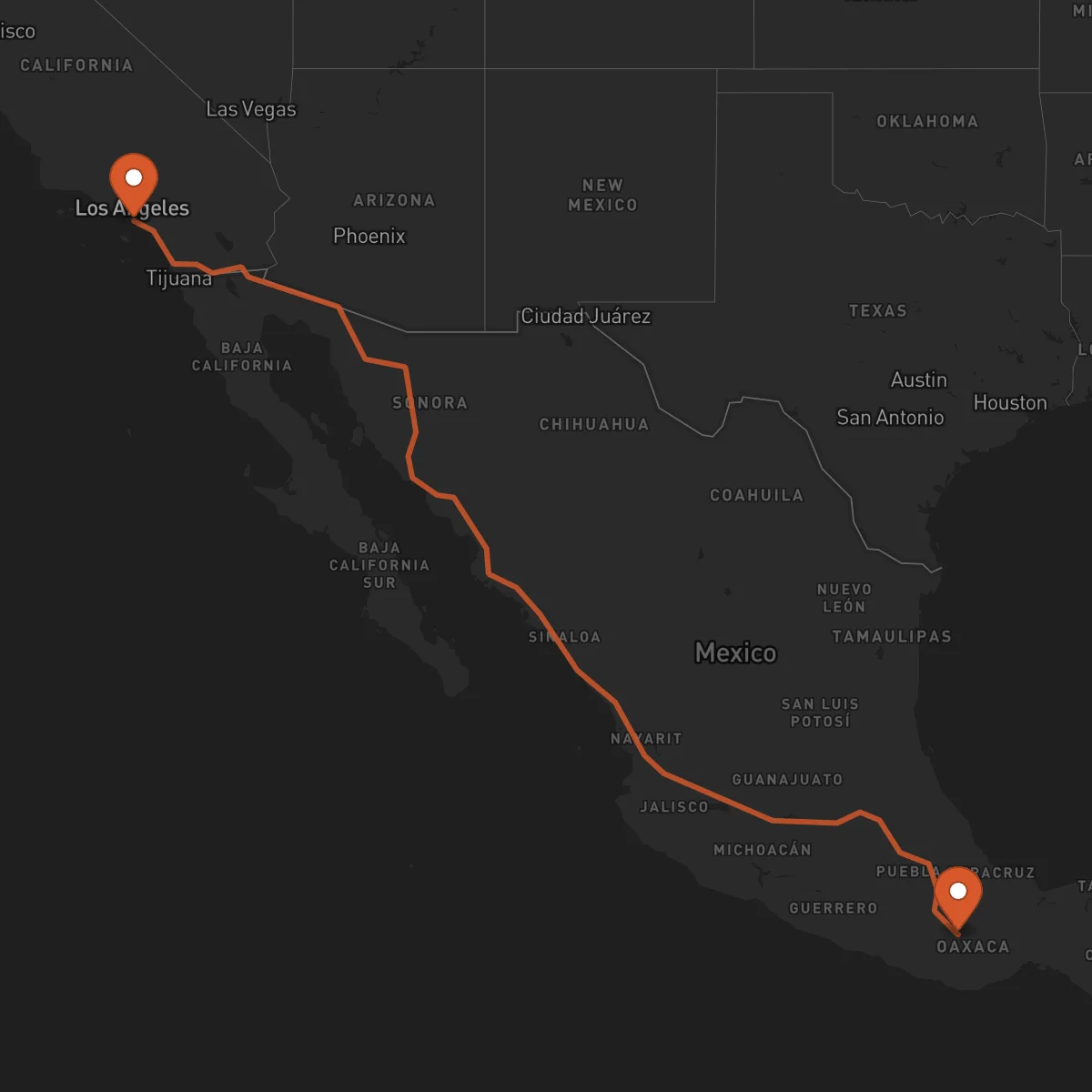 Ruta Long Beach - Oaxaca de Juárez