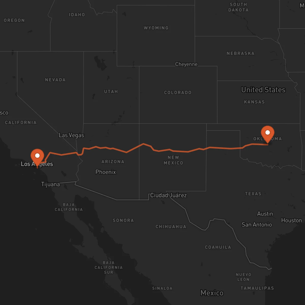 Ruta Oklahoma City - Long Beach