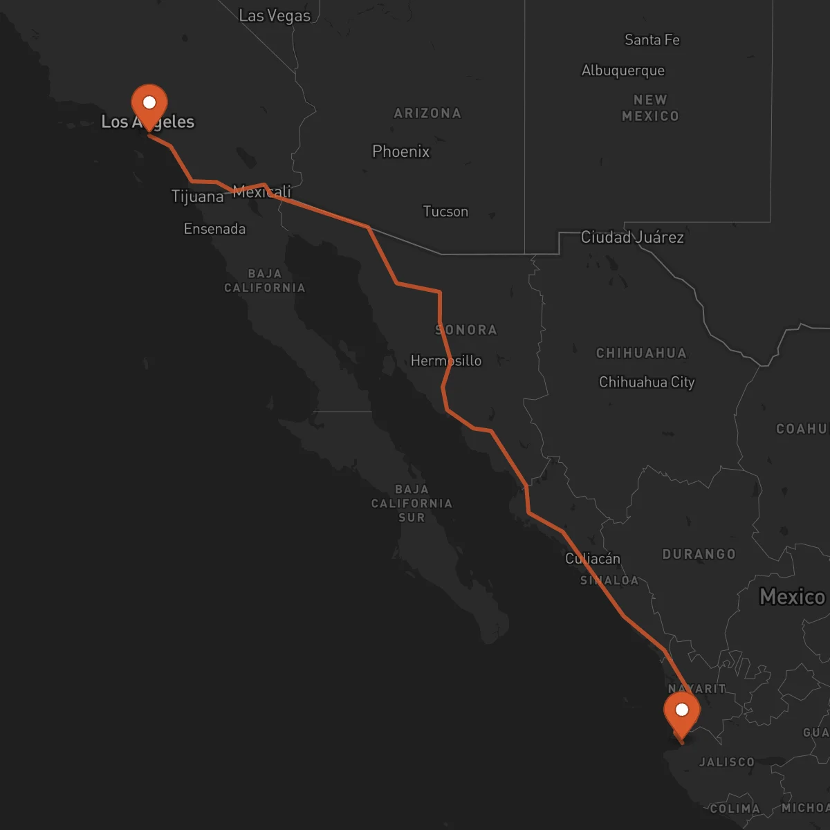 Ruta Long Beach - Puerto Vallarta