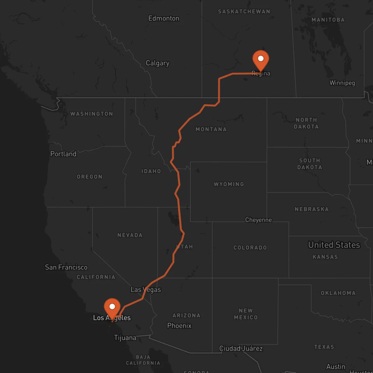 Ruta Long Beach - Regina