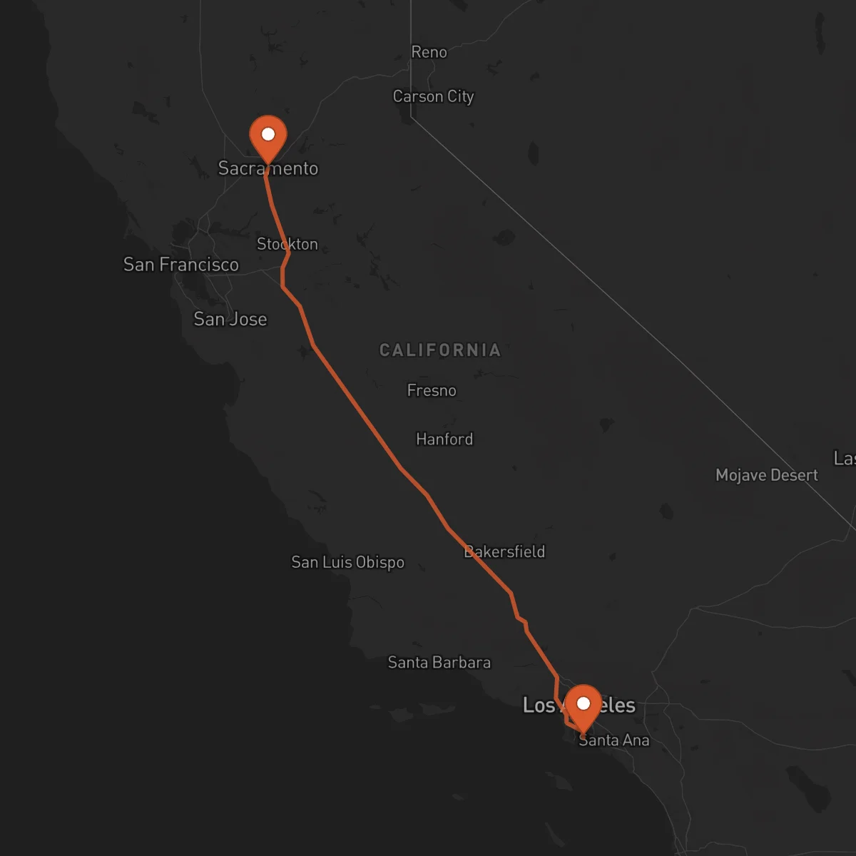 Ruta Long Beach - Sacramento