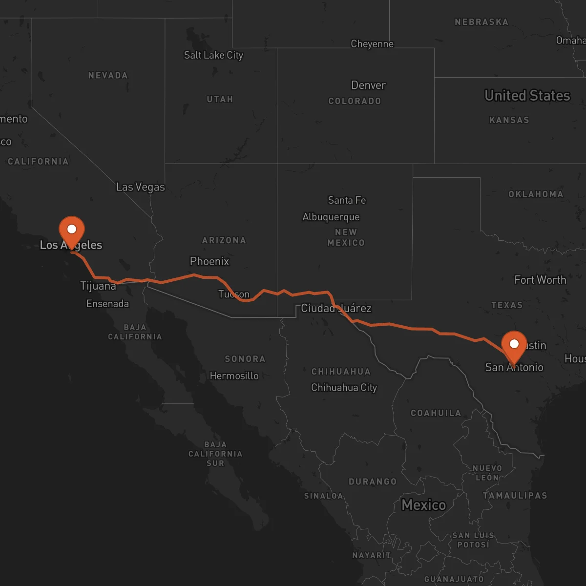 Ruta Long Beach - San Antonio