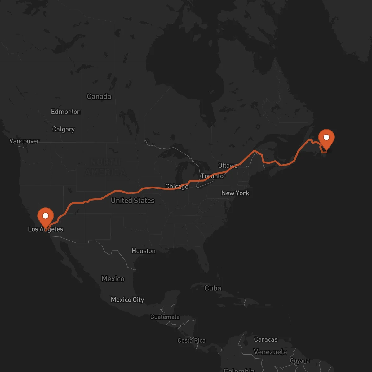 Ruta Long Beach - San Juan de Terranova (St. John's)