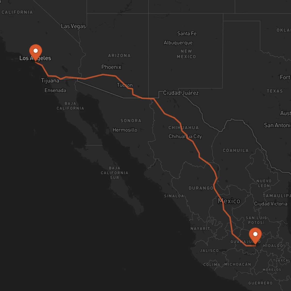 Ruta Long Beach - Querétaro
