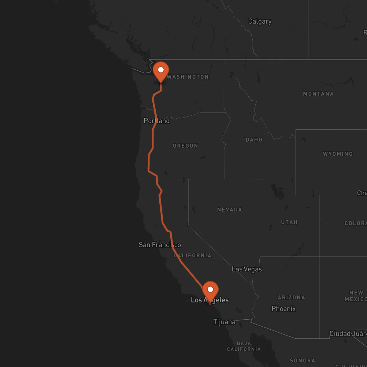 Ruta Long Beach - Seattle