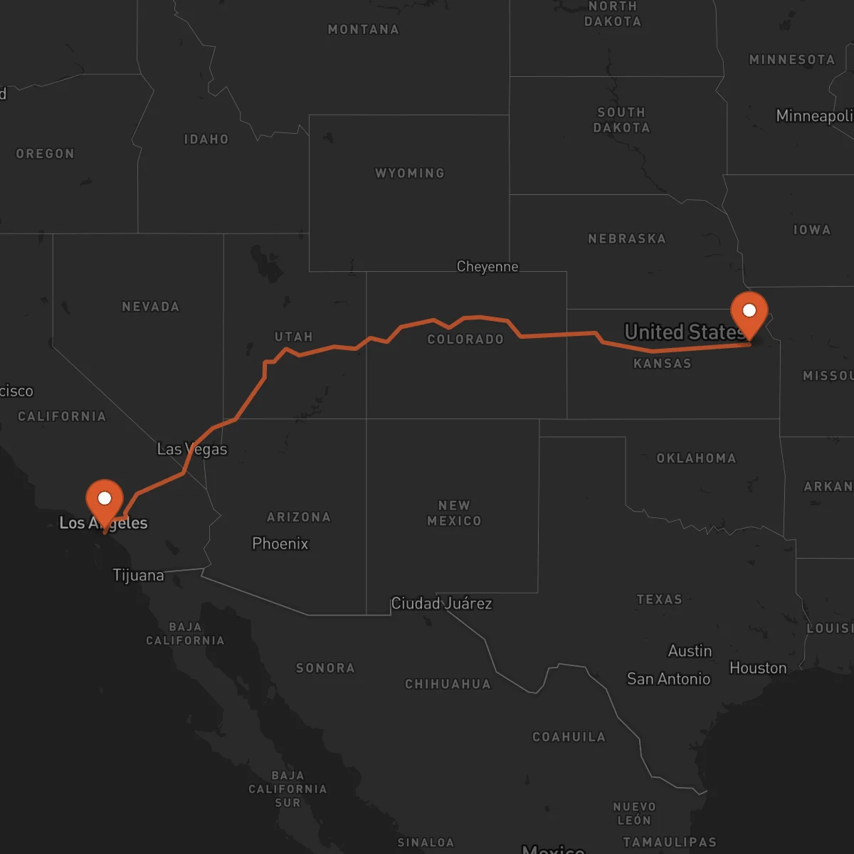 Ruta Long Beach - Topeka