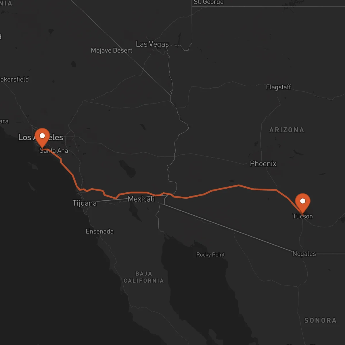 Ruta Long Beach - Tucson
