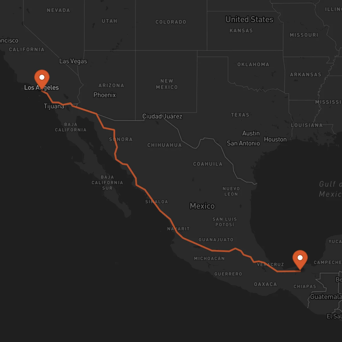 Ruta Long Beach - Villahermosa