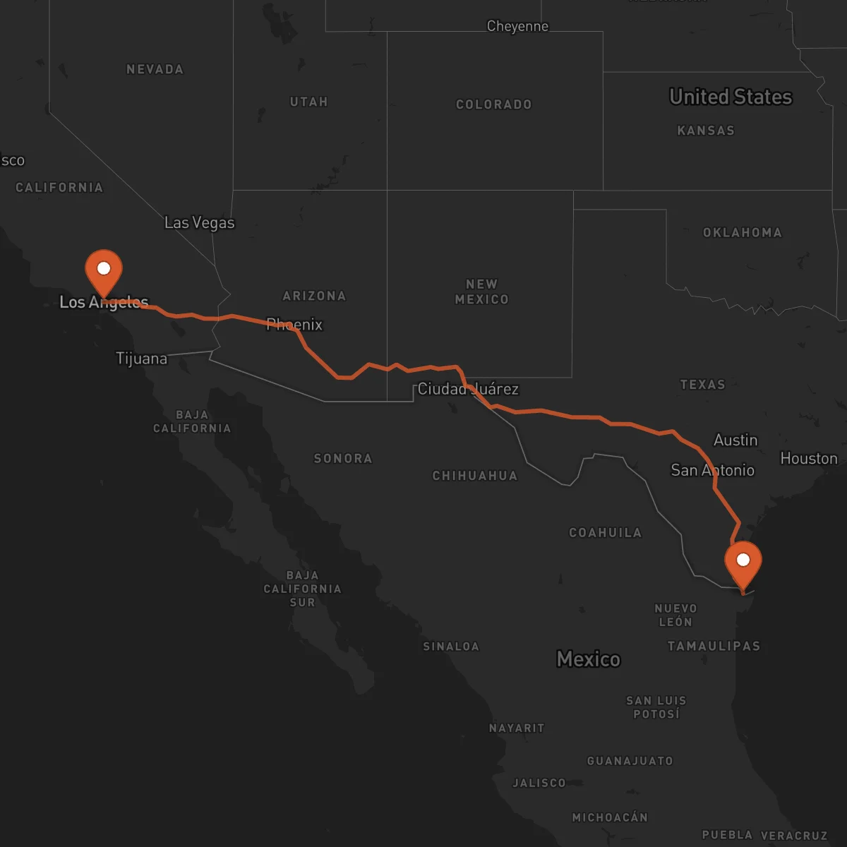 Ruta Los Angeles - Matamoros