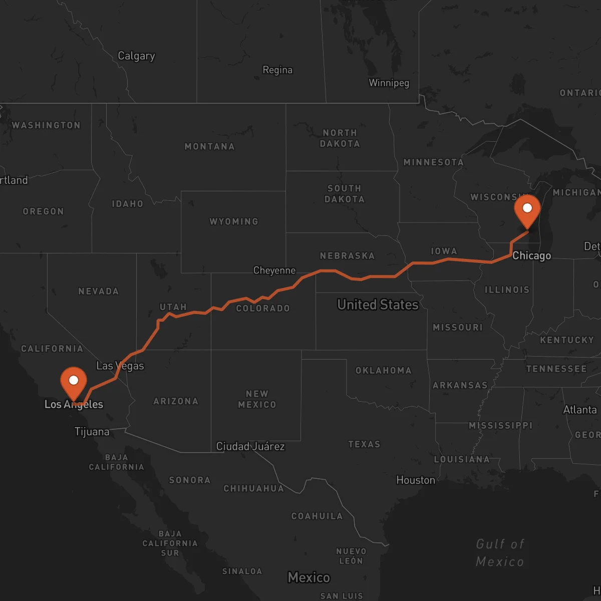 Ruta Los Angeles - Milwaukee