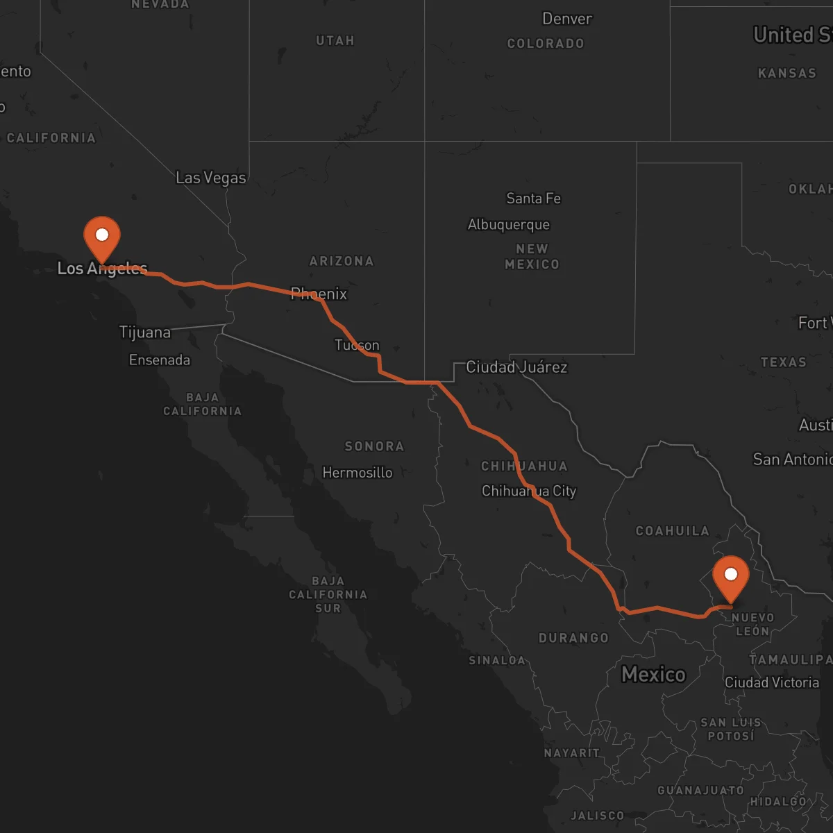 Ruta Los Angeles - Monterrey