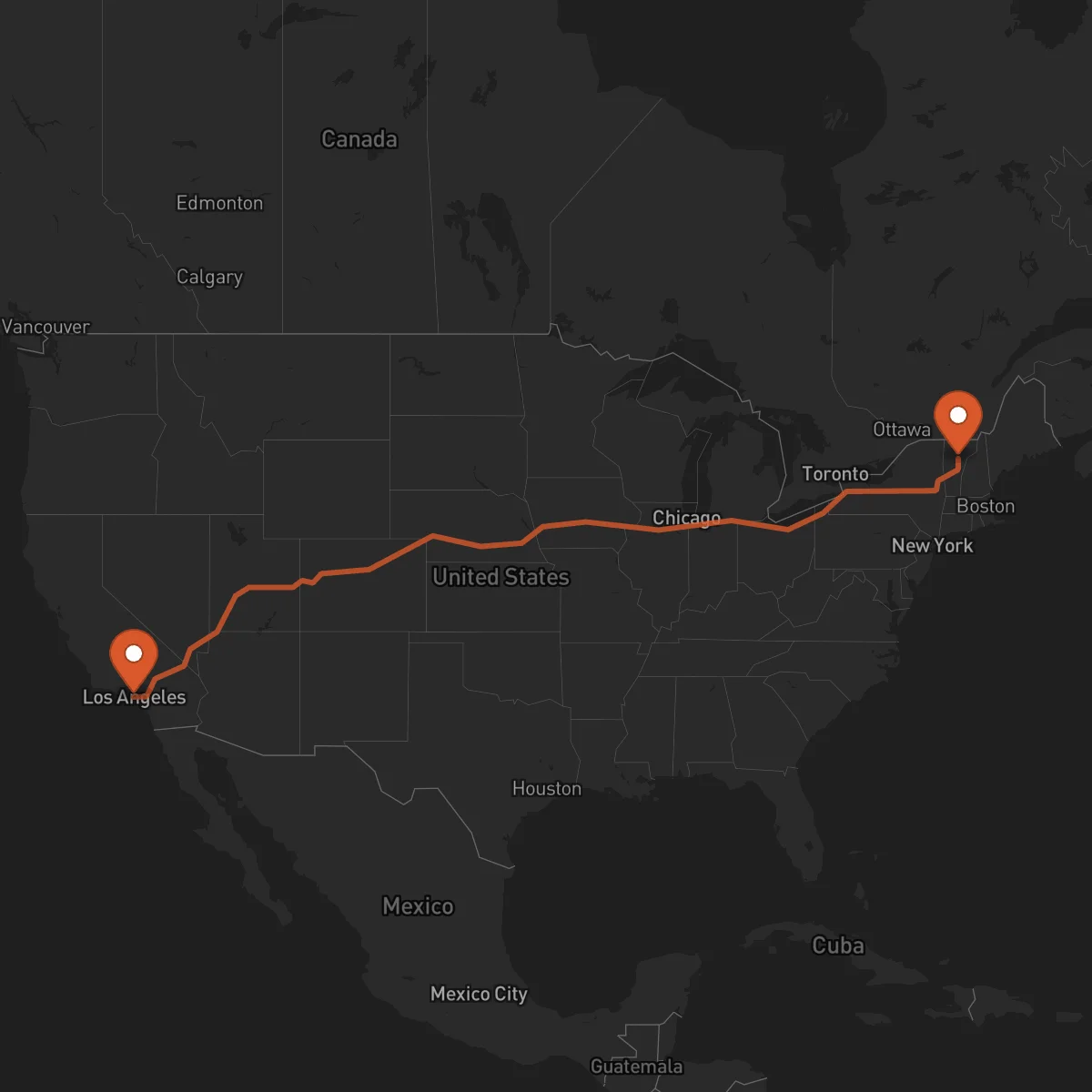 Ruta Montpelier - Los Angeles