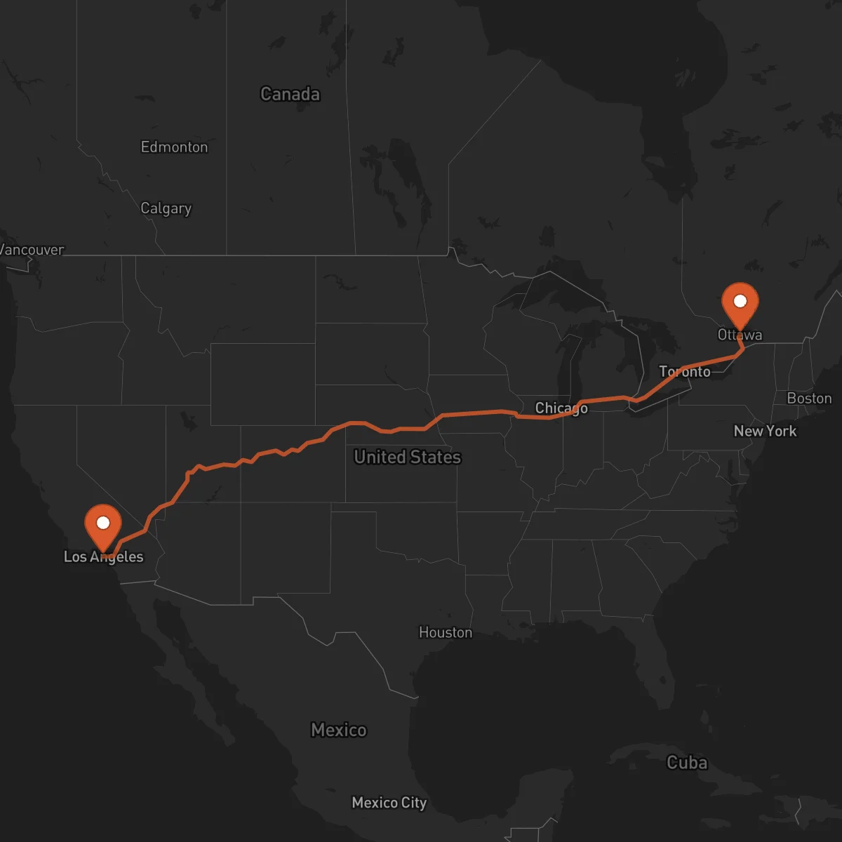 Ruta Los Angeles - Ottawa