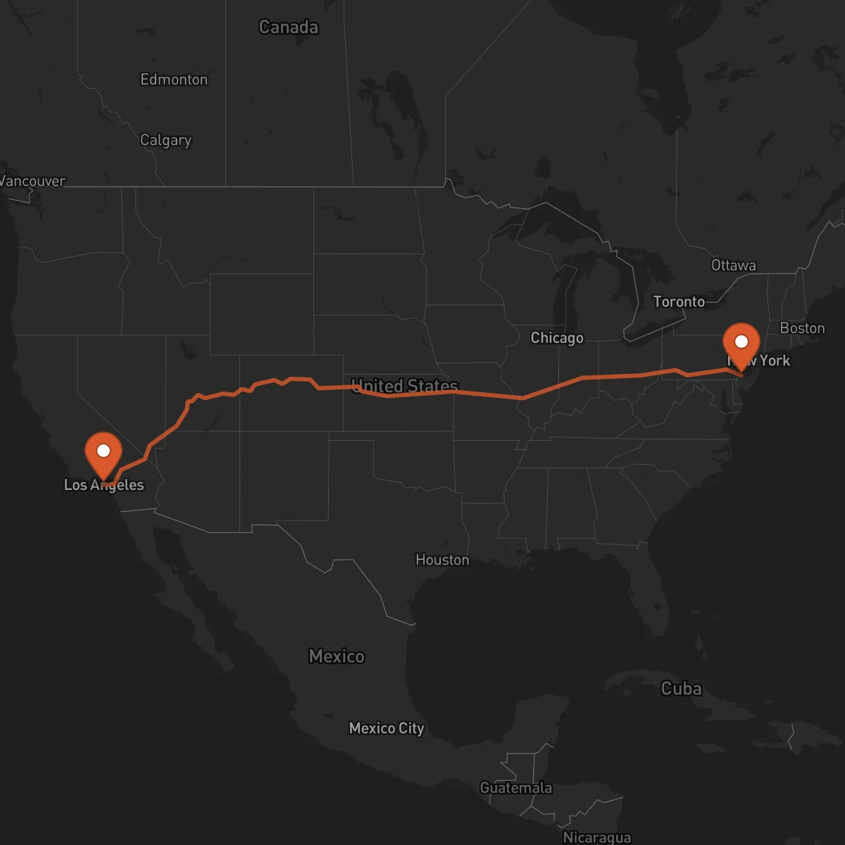 Ruta Los Angeles - Philadelphia