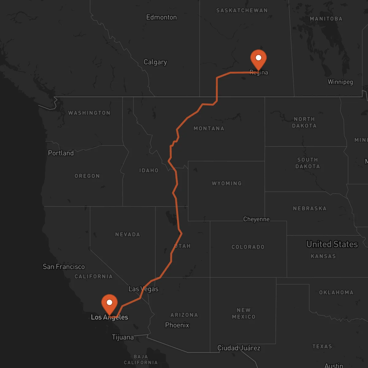 Ruta Los Angeles - Regina