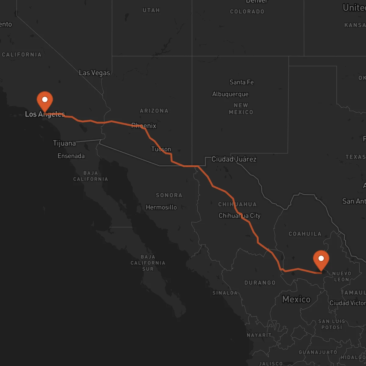Ruta Los Angeles - Saltillo