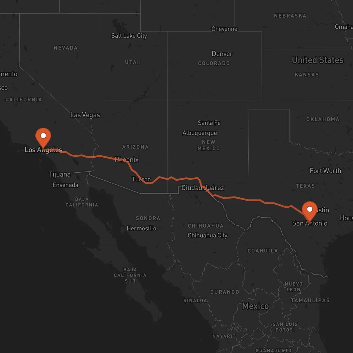 Ruta San Antonio - Los Angeles