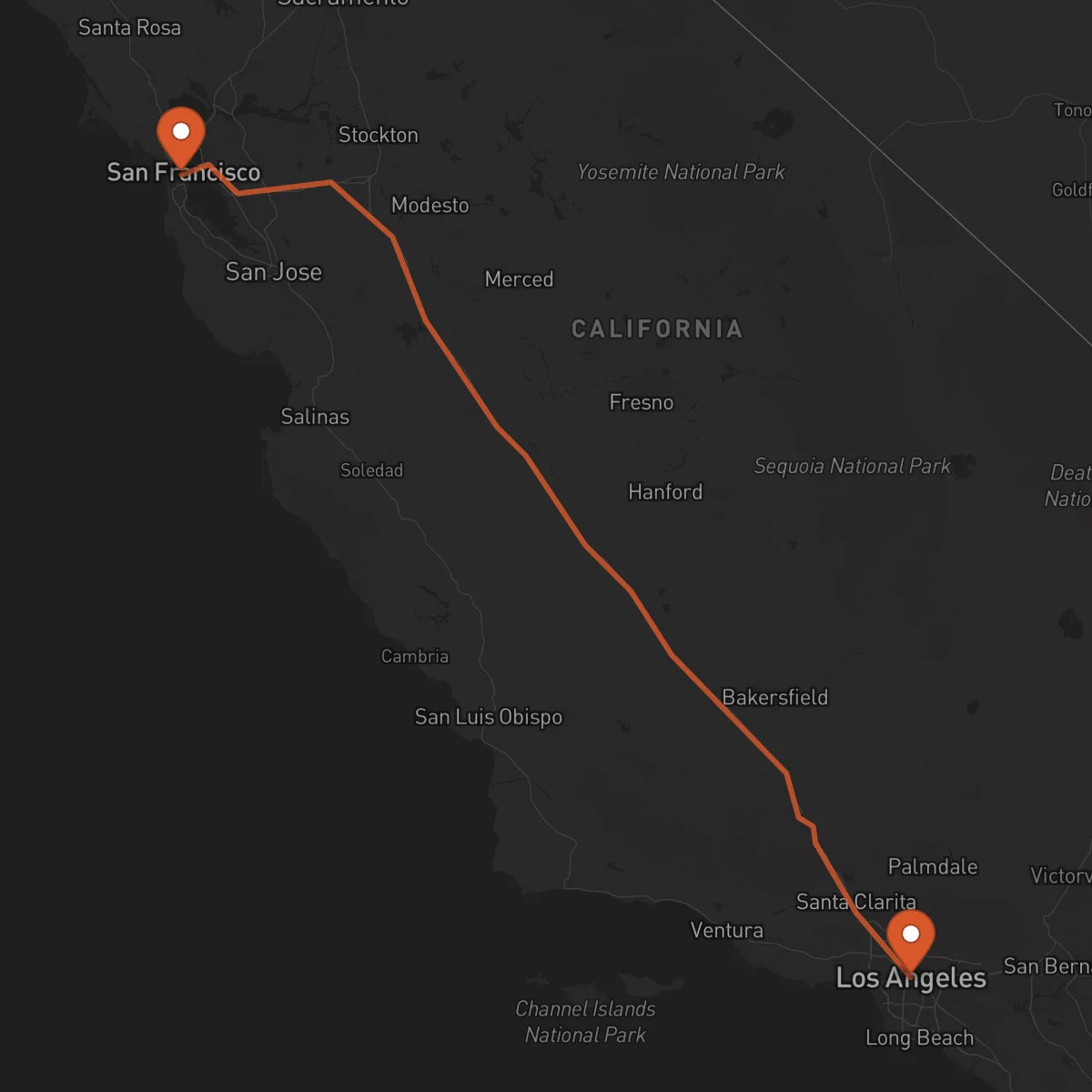 Ruta San Francisco - Los Angeles