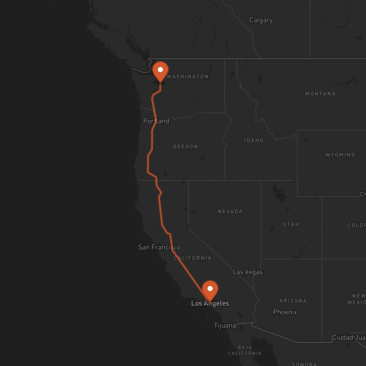 Ruta Los Angeles - Seattle
