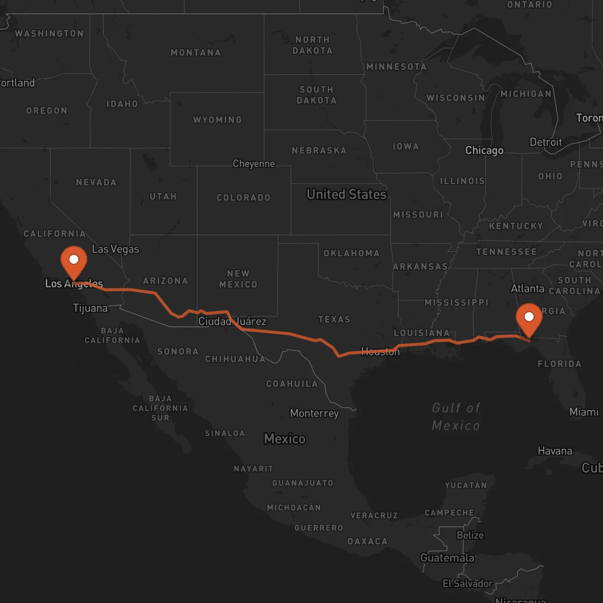 Ruta Tallahassee - Los Angeles