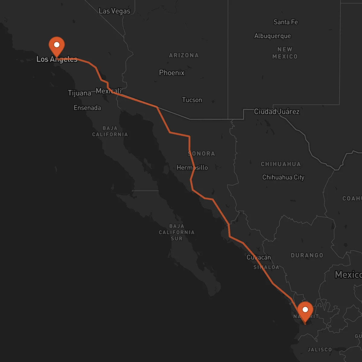 Ruta Tepic - Los Angeles