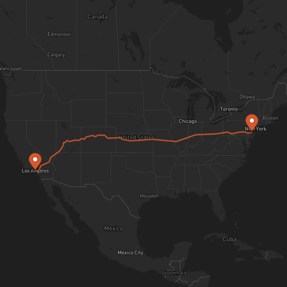 Ruta Los Angeles - Trenton