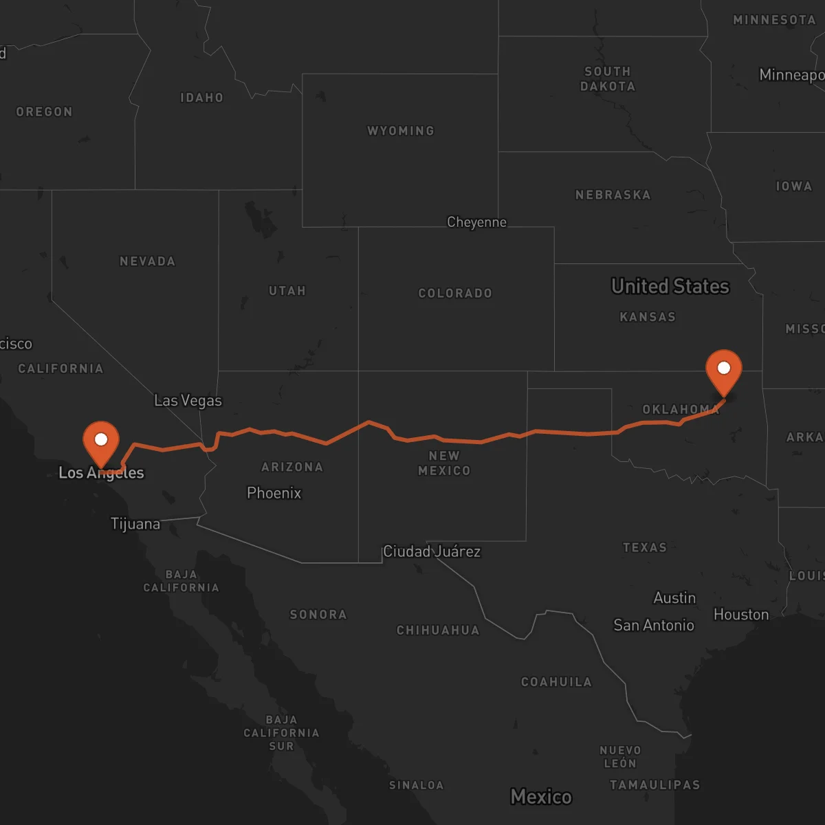 Ruta Tulsa - Los Angeles